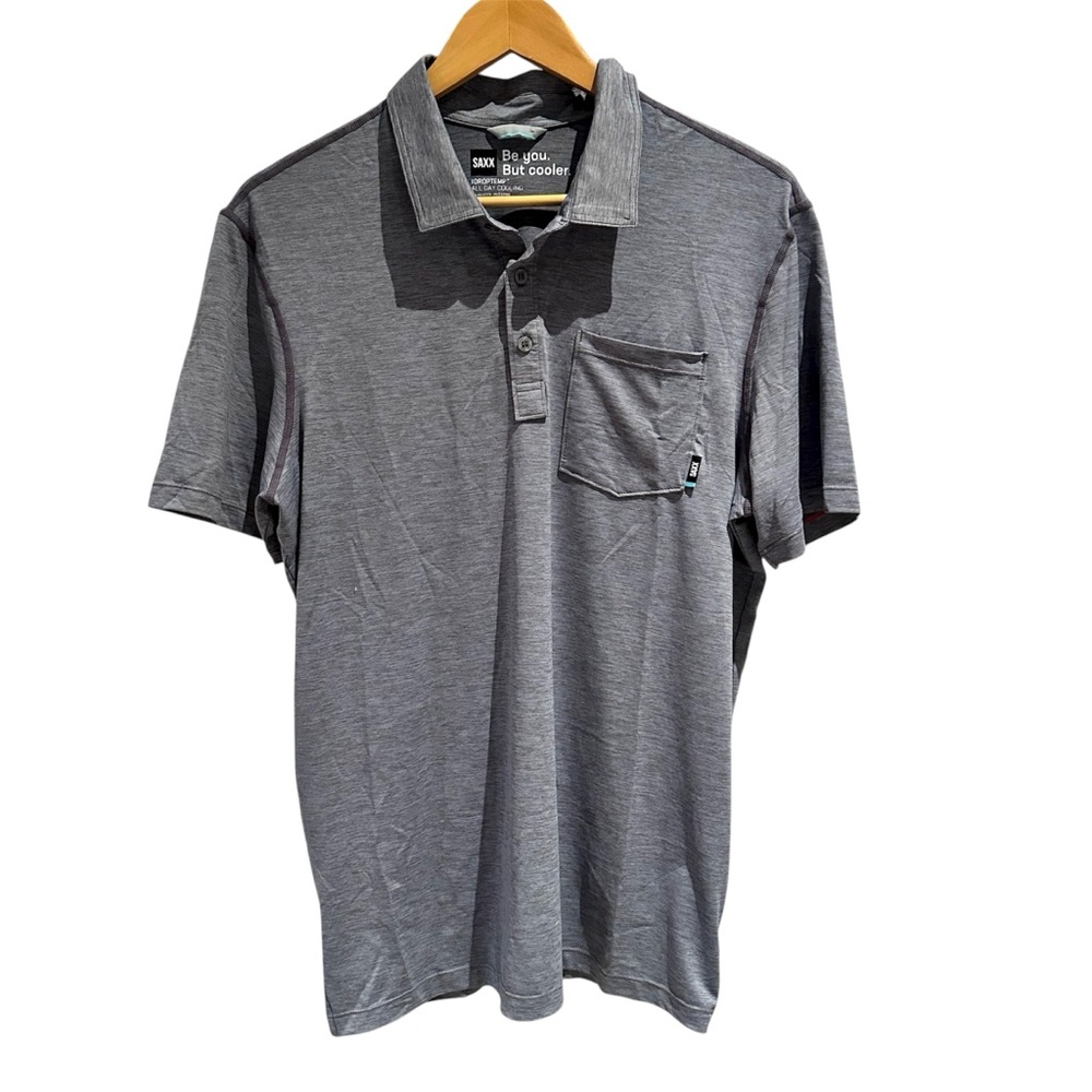 Saxx Droptemp All Day Cooling Polo Shark Heather Size Medium‎